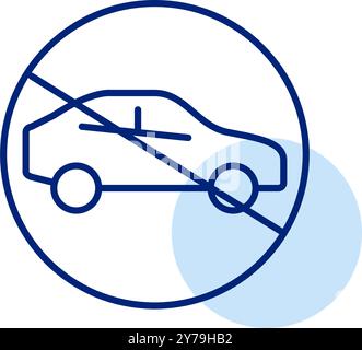 Kein Auto-Zone-Schild, Fahrzeugeinfahrt verboten. Pixelperfektes, bearbeitbares Konturvektorsymbol Stock Vektor