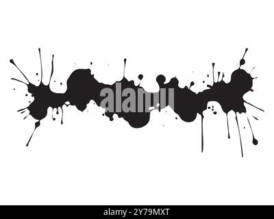 Abstrakte schwarze Tintenspritzer isoliert auf weißem Hintergrund. Konzept des künstlerischen Ausdrucks, kreatives Design, Grunge-Stil, Tintenfleck. Drucken, Symbol, Designelement. Stock Vektor
