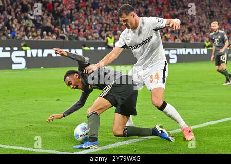 München, Deutschland. September 2024. Jamal MUSIALA (FC Bayern München), Action, Duelle gegen Granit? Quelle: dpa/Alamy Live News Stockfoto