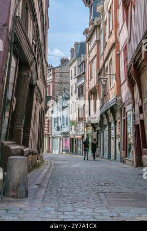 Straße in der Altstadt von Rouen, Normandie, Frankreich Stockfoto