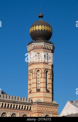 Turm der großen Synagoge von Budapest, Ungarn Stockfoto
