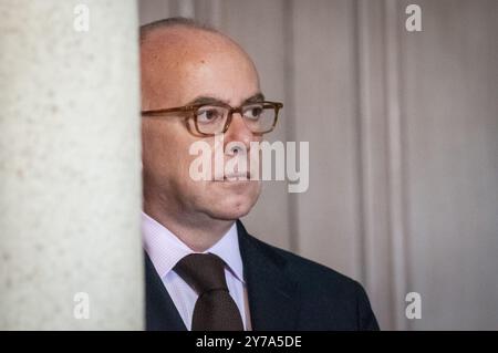 Der französische Politiker der Sozialistischen Partei Bernard Cazeneuve besucht die Lyoner Moschee. Stockfoto