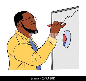 Geschäftsmann schreibt auf Whiteboard-Mitarbeiterschulung Stock Vektor