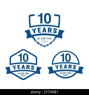 Logotype für 10-jähriges Jubiläum. Logokollektion zum 10. Jubiläum. Set aus Designvorlage zum Jubiläum. Vektorabbildung. Stock Vektor