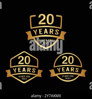 Logotype für 20-jähriges Jubiläum. Logo-Kollektion zum 20. Geburtstag. Set aus Designvorlage zum Jubiläum. Vektorabbildung. Stock Vektor