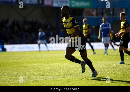 Emile Acquah of Barrow während des Spiels der Sky Bet League 2 zwischen Gillingham und Barrow im MEMS Priestfield Stadium, Gillingham am Samstag, den 28. September 2024. (Foto: Tom West | MI News) Credit: MI News & Sport /Alamy Live News Stockfoto