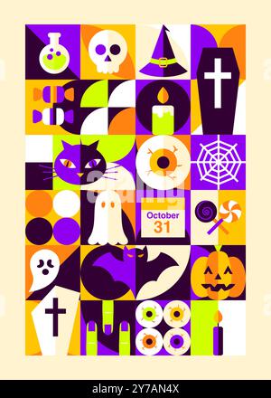 Happy Halloween Geomerical Poster Stock Vektor
