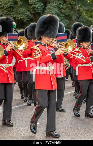 Posaunenspieler der Welsh Guards, Birdcage Walk, London, England, Großbritannien Stockfoto