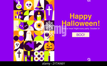 Happy Halloween Geometrisches Banner Stock Vektor