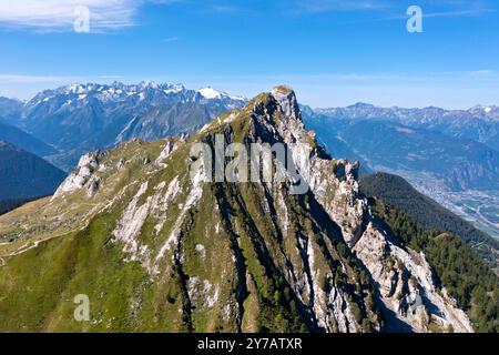 Die zerklüftete Nordwand des Gipfels Pierre Avoi, Walliser Alpen, Verbier, Wallis, Schweiz *** die schroffe Nordwand des Pierre Avoi Gipfels, Wallis A Stockfoto