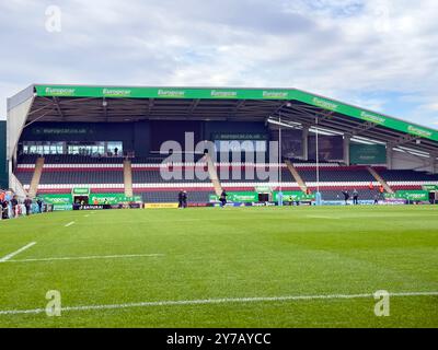 Leicester, Großbritannien. September 2024. Wellford Road Stadium vor dem Gallagher Premiership Match Leicester Tigers vs Bath Rugby in der Welford Road, Leicester, Vereinigtes Königreich, 29. September 2024 (Foto: Mark Dunn/News Images) in Leicester, Vereinigtes Königreich am 29. September 2024. (Foto: Mark Dunn/News Images/SIPA USA) Credit: SIPA USA/Alamy Live News Stockfoto