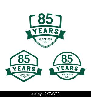 Logotype für 85-jähriges Jubiläum. Logo-Kollektion zum 85. Geburtstag. Set aus Designvorlage zum Jubiläum. Vektorabbildung. Stock Vektor