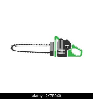 Vektorbild der Motorsäge. Illustration des Motorsägen-Vektors isoliert auf weißem Hintergrund. Professionelle Maschine. Professionelles Kettensägen-Konzept. Holzschneider-Säge. Stock Vektor