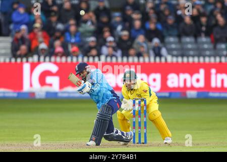 Bristol, Großbritannien. September 2024. Adil Rashid aus England spielt beim Fifth Metro Bank One Day International Match England gegen Australien am 29. September 2024 im Seat Unique Stadium, Bristol, Vereinigtes Königreich (Foto: Gareth Evans/News Images) in Bristol, Vereinigtes Königreich am 29. September 2024. (Foto: Gareth Evans/News Images/SIPA USA) Credit: SIPA USA/Alamy Live News Stockfoto