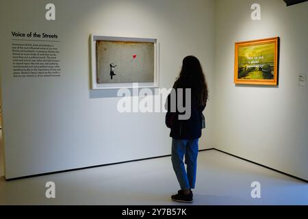 Moco Museum London, Großbritannien. Banksy Ballon Girl. Stockfoto