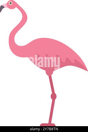 Rosa Flamingo steht auf einem Bein in einer minimalistischen Vektor-Illustration dieses tropischen Vogels Stock Vektor