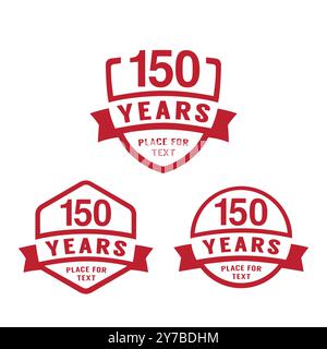 Logotype für 150-jähriges Jubiläum. Logo-Kollektion zum 150. Geburtstag. Set aus Designvorlage zum Jubiläum. Vektorabbildung. Stock Vektor