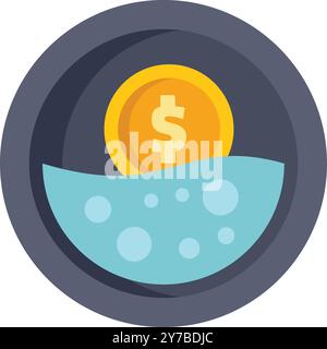 Illustration einer Goldmünze, die in einer Waschmaschine gewaschen wird und das Konzept der Geldwäsche darstellt Stock Vektor