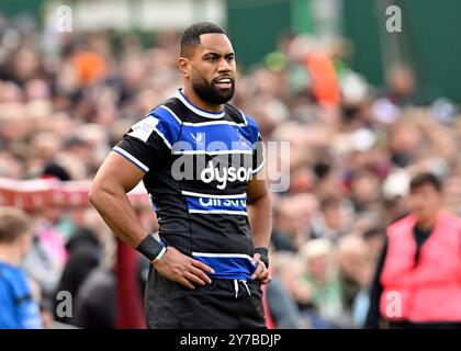 Leicester, Großbritannien. September 2024. J COKANASIGA von Bath Rugby während des Gallagher Premiership Matches Leicester Tigers vs Bath Rugby in der Welford Road, Leicester, Vereinigtes Königreich, 29. September 2024 (Foto: Mark Dunn/News Images) in Leicester, Vereinigtes Königreich am 29. September 2024. (Foto: Mark Dunn/News Images/SIPA USA) Credit: SIPA USA/Alamy Live News Stockfoto