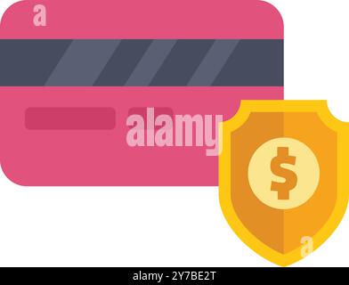 Die Kreditkarte wird durch ein Schild geschützt, das sichere Transaktionen und finanzielle Sicherheit gewährleistet Stock Vektor