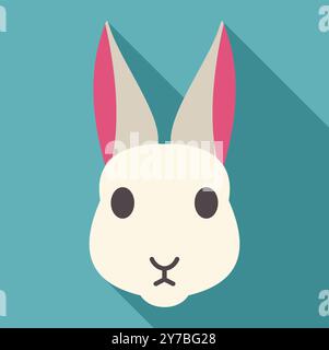Minimalistische Vektor-Illustration eines weißen Kaninchengesichts auf einem blauen Hintergrund, perfekt für Tierliebhaber Stock Vektor