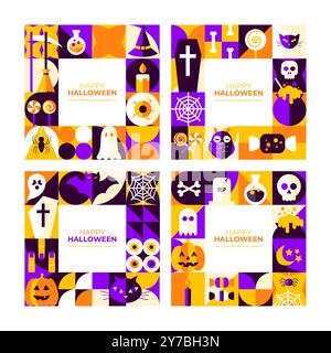 Square Happy Halloween Konzepte Stock Vektor