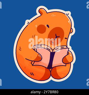 Kindlicher Plüschaufkleber Kawaii Capybara. Stock Vektor