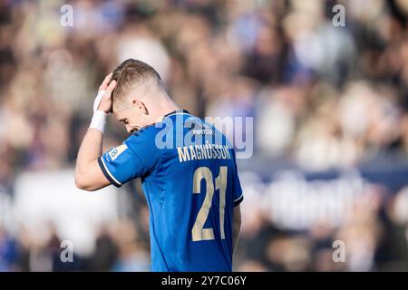 Kopenhagen, Dänemark. September 2024. Lyngby's Saevar Atli Magnusson während des Super-League-Spiels zwischen Lyngby Boldklub und Silkeborg IF im Lyngby Stadium am Sonntag, den 29. September 2024. (Foto: Thomas Traasdahl/Ritzau Scanpix) Credit: Ritzau/Alamy Live News Stockfoto