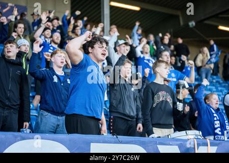 Kopenhagen, Dänemark. September 2024. Lyngby Fans nach dem Super-League-Spiel zwischen Lyngby Boldklub und Silkeborg IF im Lyngby Stadium am Sonntag, den 29. September 2024. (Foto: Thomas Traasdahl/Ritzau Scanpix) Credit: Ritzau/Alamy Live News Stockfoto