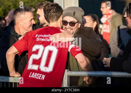 Kopenhagen, Dänemark. September 2024. Silkeborg’s Mads Larsen nach dem Super-League-Spiel zwischen Lyngby Boldklub und Silkeborg IF im Lyngby Stadium am Sonntag, den 29. September 2024. (Foto: Thomas Traasdahl/Ritzau Scanpix) Credit: Ritzau/Alamy Live News Stockfoto