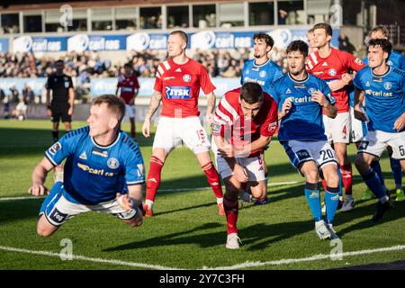 Kopenhagen, Dänemark. September 2024. Das Superliga-Spiel zwischen Lyngby Boldklub und Silkeborg IF im Lyngby Stadium am Sonntag, den 29. September 2024. (Foto: Thomas Traasdahl/Ritzau Scanpix) Credit: Ritzau/Alamy Live News Stockfoto