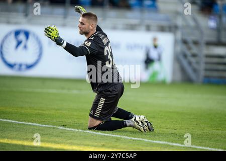 Kopenhagen, Dänemark. September 2024. Lyngby Torhüter Jannich Storch während des Super-League-Spiels zwischen Lyngby Boldklub und Silkeborg IF im Lyngby Stadium am Sonntag, den 29. September 2024. (Foto: Thomas Traasdahl/Ritzau Scanpix) Credit: Ritzau/Alamy Live News Stockfoto