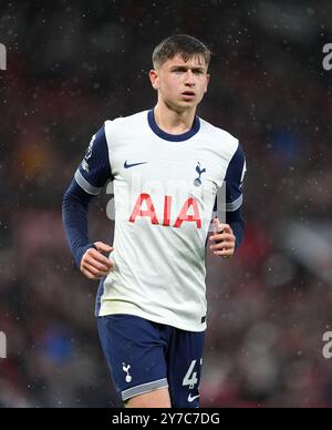 Tottenham Hotspur's Mikey Moore während des Premier League-Spiels in Old Trafford, Manchester. Bilddatum: Sonntag, 29. September 2024. Stockfoto