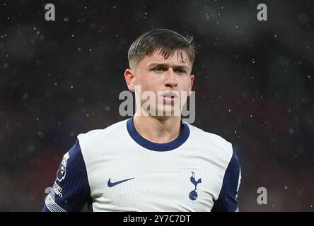 Tottenham Hotspur's Mikey Moore während des Premier League-Spiels in Old Trafford, Manchester. Bilddatum: Sonntag, 29. September 2024. Stockfoto