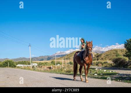 Kirgisistan, Chon-Kemin, Reiter Stockfoto