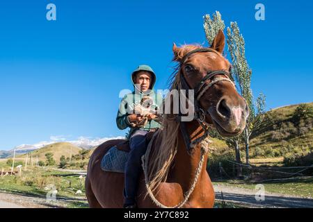 Kirgisistan, Chon-Kemin, Reiter Stockfoto