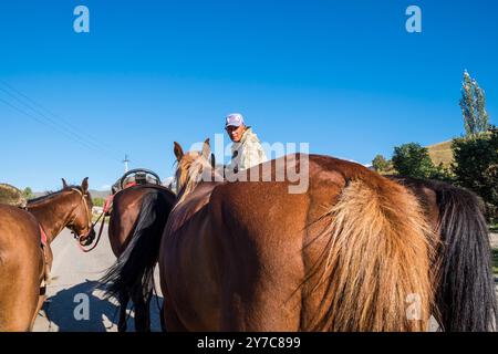 Kirgisistan, Chon-Kemin, Reiter Stockfoto