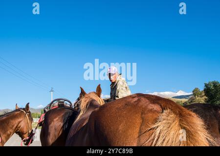 Kirgisistan, Chon-Kemin, Reiter Stockfoto