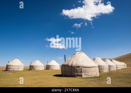 Kirgisistan, Son-Kul-See, Jurtenlager Stockfoto