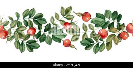 Nahtloses horizontales Aquarellmuster auf weißem Hintergrund. Stockfoto