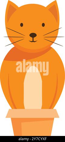 Minimalistische Vektor-Illustration mit einer entzückenden orangen Katze, die bequem in einem Karton sitzt, isoliert auf einem weißen Hintergrund Stock Vektor