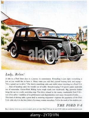1936 Ford V-8 Fordor Sedan - „Lady, Relax!“ Stockfoto