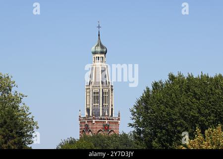 Historische Altstadt von Enkhuizen, Turm der Zuiderkerk Kirche, Enkhuizen, Nordholland, Westfriesland, Niederlande Stockfoto