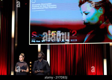 Malcolm Trevino-Sitte, Itziar Ituno nahm am 28. September 2024 an der Abschlusszeremonie während des 72. San Sebastian International Film Festivals im Kursaal Palace in Donostia/San Sebastian Teil. Quelle: Album/Alamy Live News Stockfoto