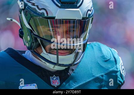 Tampa Bay, Florida, USA, 29. September 2024, Philadelphia Eagles Quarterback Jalen verletzt Platz 1 im Raymond James Stadium. (Foto: Marty Jean-Louis/Alamy Live News Stockfoto