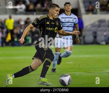 BMO Stadium, Kalifornien, USA. September 2024. LAFC gewinnt den Lamar Hunt Open Cup 2024. Abgebildet ist der LAFC-Verteidiger SERGI PALENCIA #14 während der zweiten Spielhälfte im BMO Stadium in Los Angeles, CA, am 25. September 2024. (Kreditbild: © Serena S.Y. Hsu/ZUMA Press Wire) NUR REDAKTIONELLE VERWENDUNG! Nicht für kommerzielle ZWECKE! Stockfoto