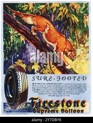 1930 Firestone Supreme Ballon Reifen Ad Stockfoto