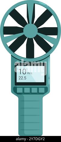 Das digitale Anemometer misst die Windgeschwindigkeit und zeigt die Daten auf dem Bildschirm an Stock Vektor