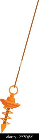 Hängender gelber Lot mit Feder und Seil für den Bau Stock Vektor