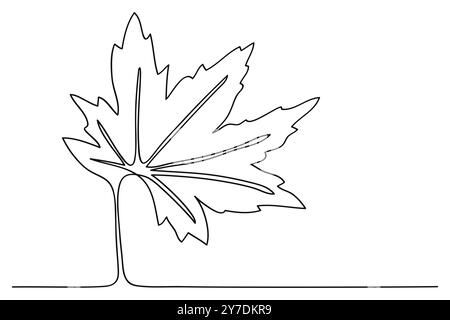 Eine durchgehende Linie Ahornblatt handgezeichnet isoliert auf weißem Hintergrund. Vektorabbildung Stock Vektor